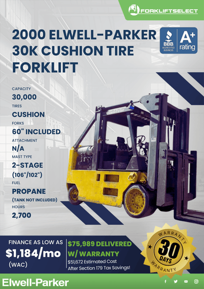 2000 ELWELL-PARKER 30K CUSHION TIRE FORKLIFT