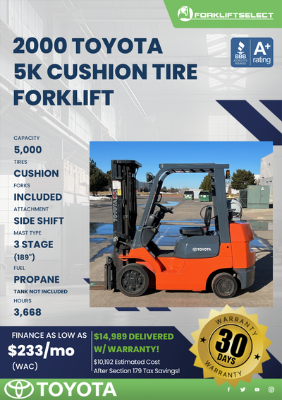 2000 TOYOTA 5K CUSHION TIRE FORKLIFT