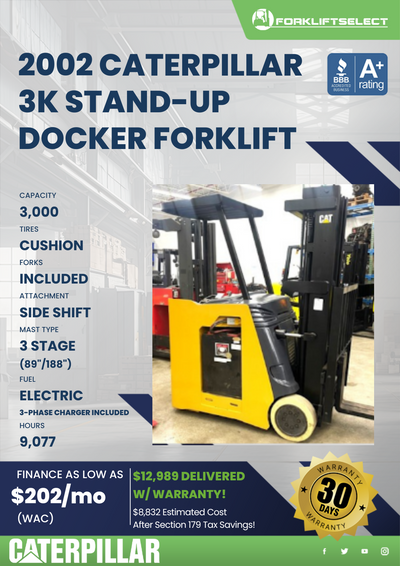 2002 CATERPILLAR 3K STAND-UP DOCKER FORKLIFT