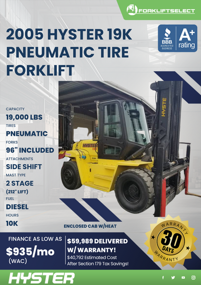 2005 HYSTER 19K PNEUMATIC TIRE FORKLIFT