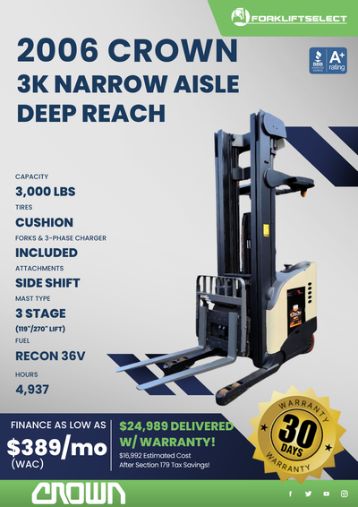 2013 CROWN 3K NARROW AISLE DEEP REACH