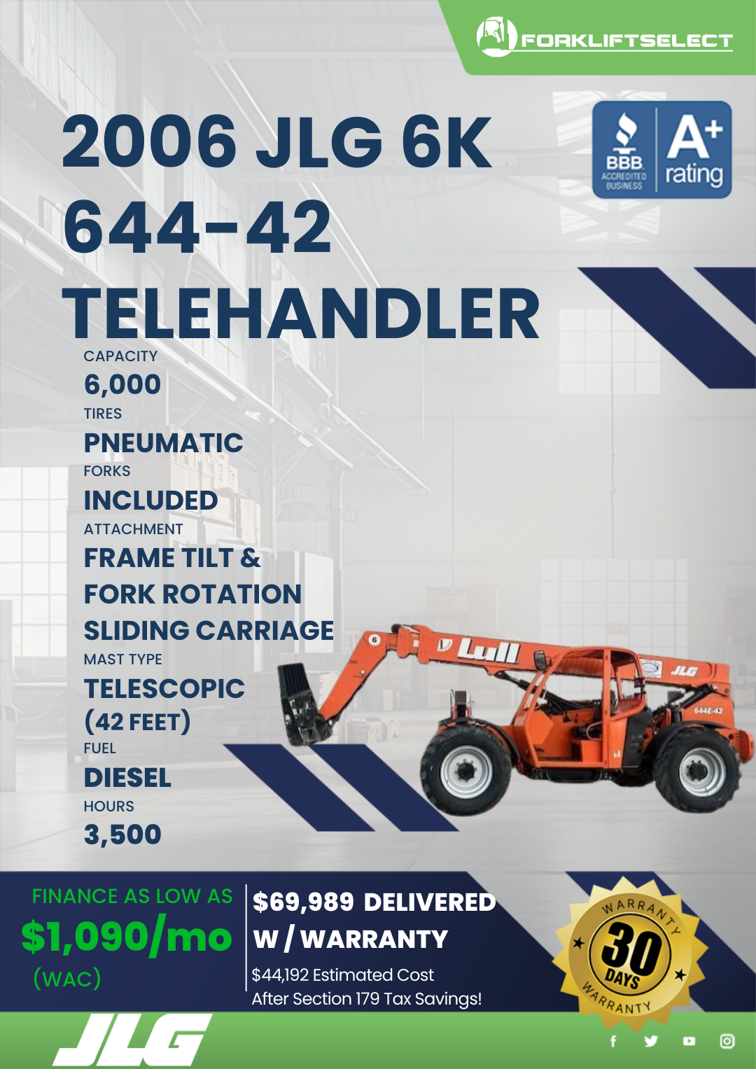 2006 JLG 6K 644-42 TELEHANDLER