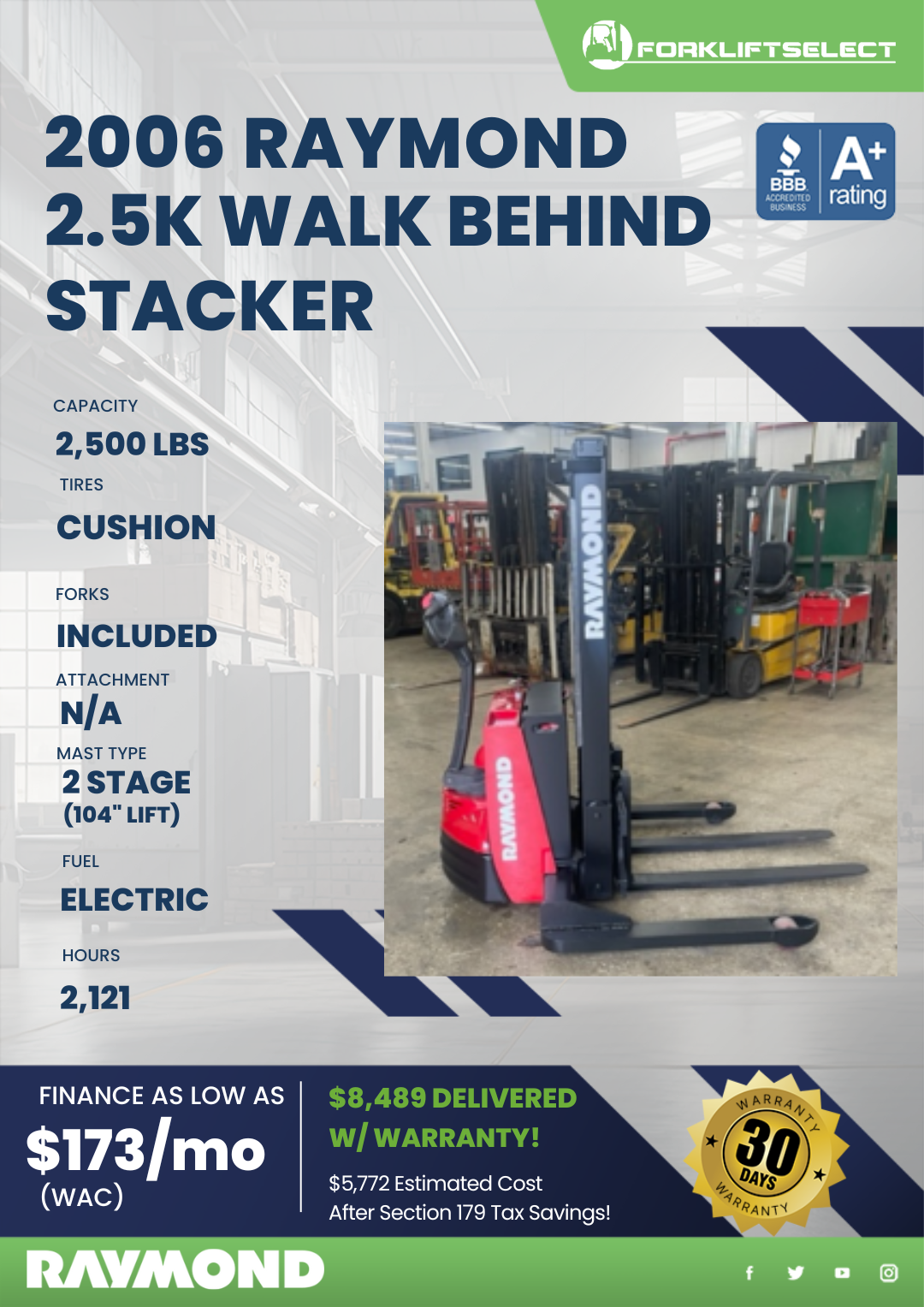 2006 Raymond 2.5K Walk Behind Stacker