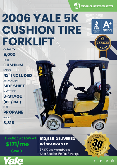 2006 YALE 5K CUSHION TIRE FORKLIFT