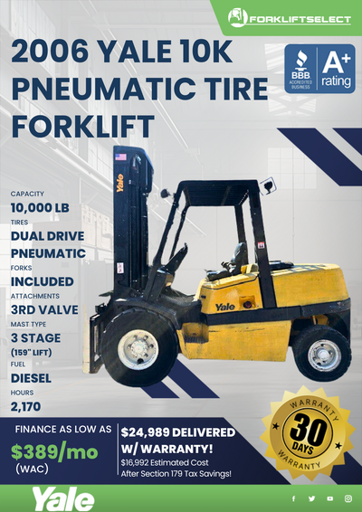 2006 YALE 10K PNEUMATIC TIRE FORKLIFT