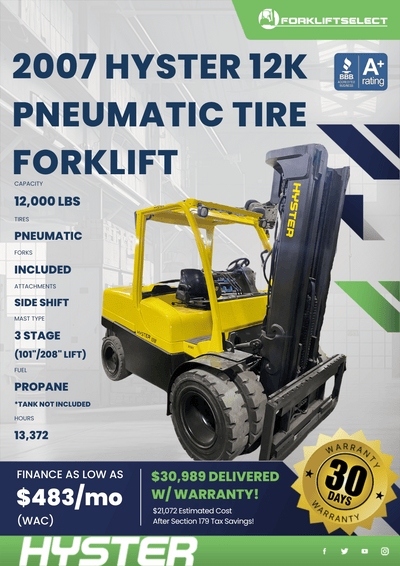 2007 HYSTER 12K PNEUMATIC TIRE FORKLIFT