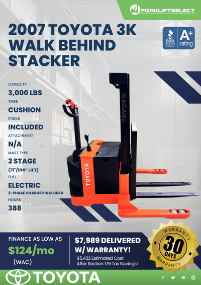 2007 TOYOTA 3K WALK BEHIND STACKER