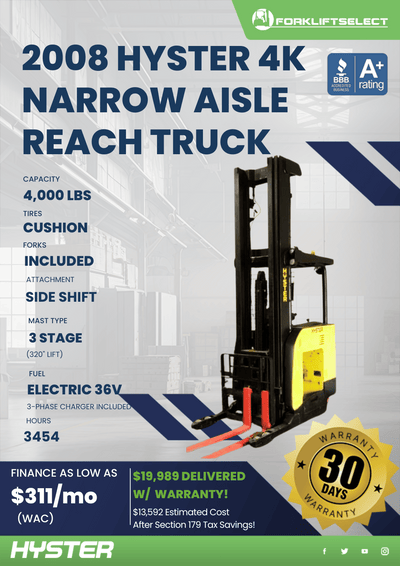 2008 HYSTER 4K NARROW AISLE REACH TRUCK