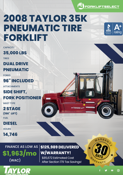 2008 TAYLOR 35K PNEUMATIC TIRE FORKLIFT