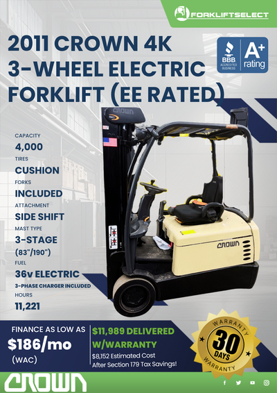 2011 CROWN 4K CUSHION TIRE FORKLIFT