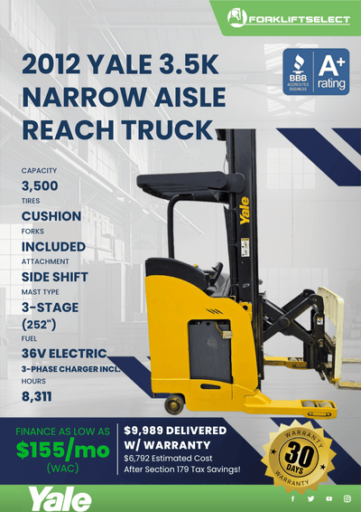 2012 YALE 3.5K NARROW AISLE REACH TRUCK