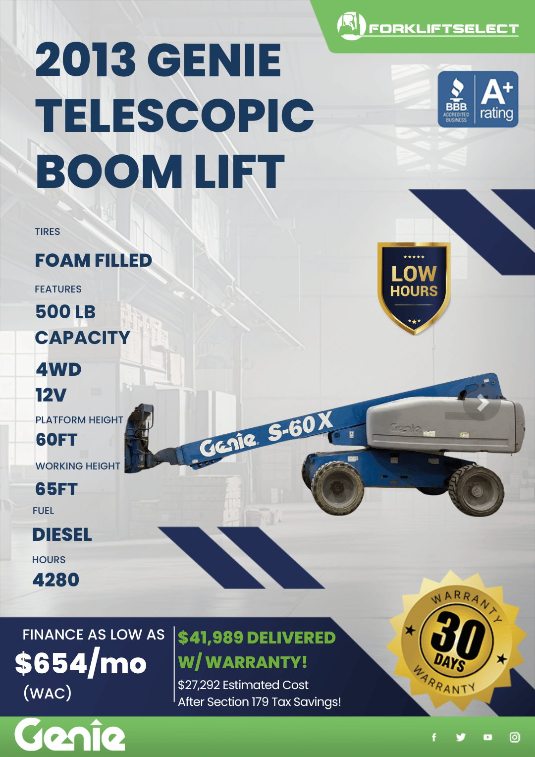 2013 GENIE TELESCOPIC BOOM LIFT