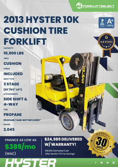 2013 HYSTER 10K CUSHION TIRE FORKLIFT