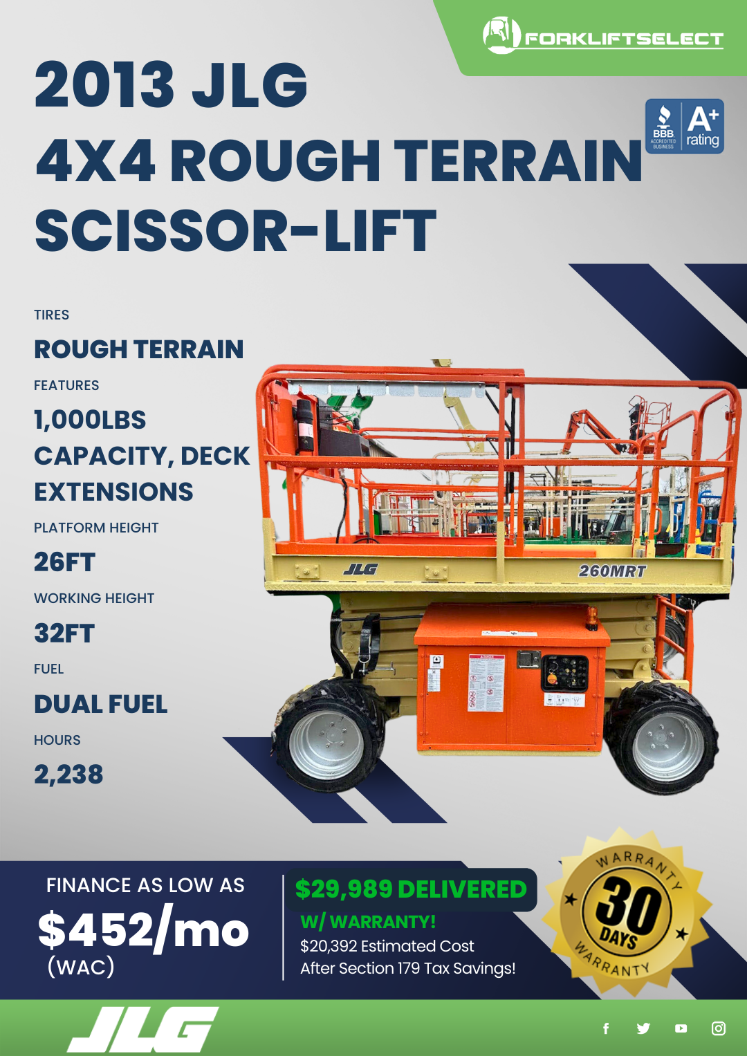 2013 JLG 4X4 ROUGH TERRAIN SCISSOR LIFT