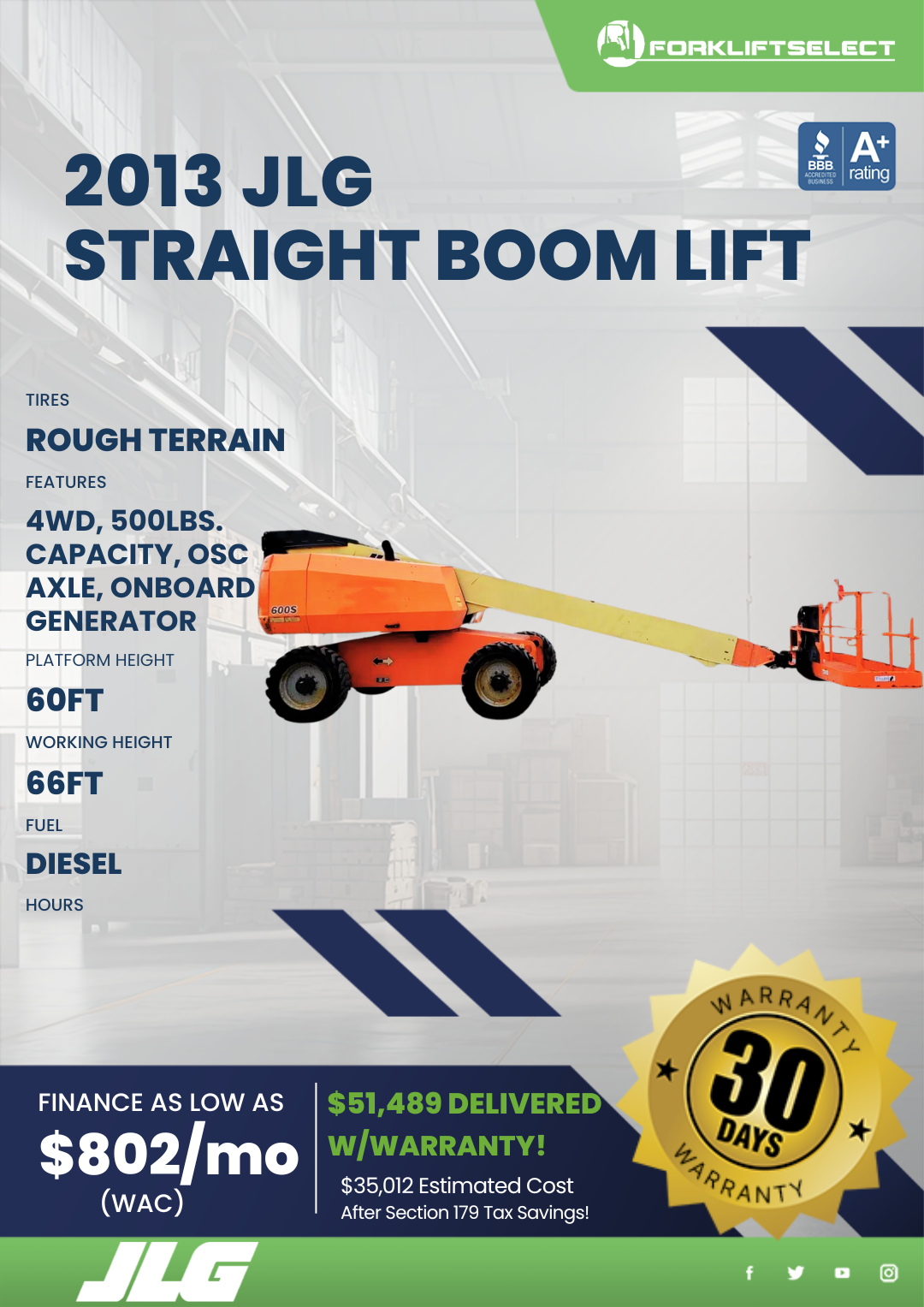 2013 JLG STRAIGHT BOOM LIFT