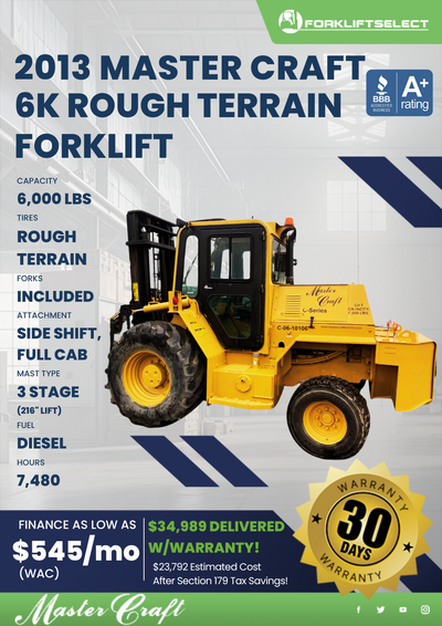 2013 MASTER CRAFT 6K ROUGH TERRAIN FORKLIFT
