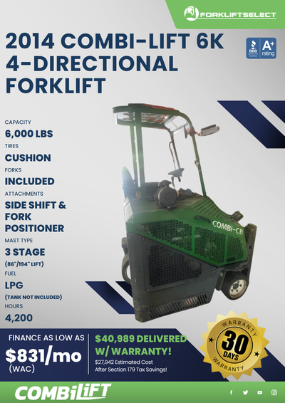 2014 COMBI-LIFT 6K 4- DIRECTIONAL FORKLIFT