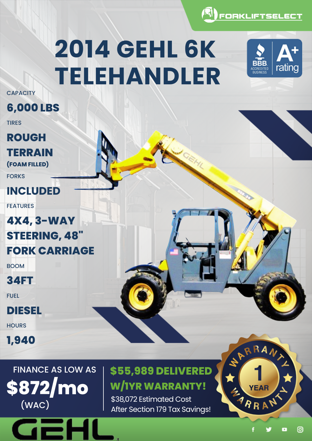 2014 GEHL 6K TELEHANDLER