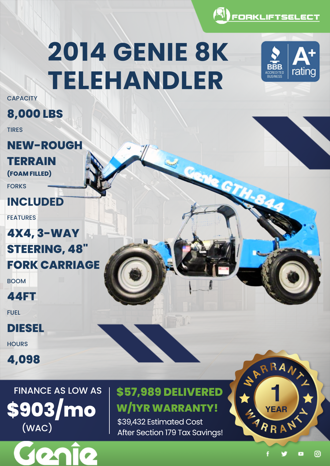 2014 GENIE 8K TELEHANDLER
