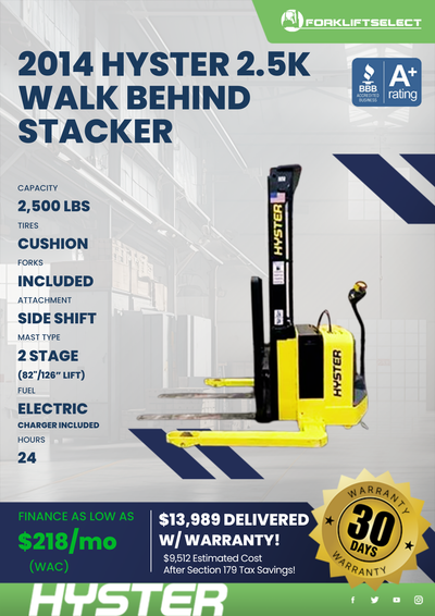 2014 HYSTER 2.5K WALK BEHIND STACKER
