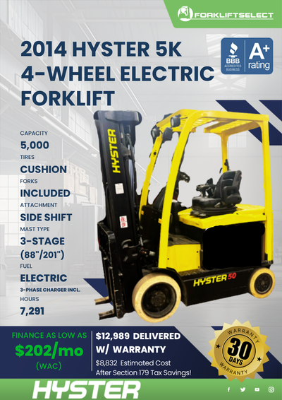 2014 HYSTER 5K 4-WHEEL ELECTRIC FORKLIFT