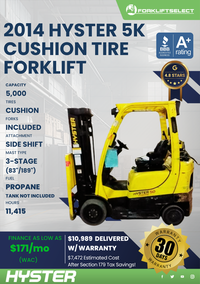 2014 HYSTER 5K CUSHION TIRE FORKLIFT
