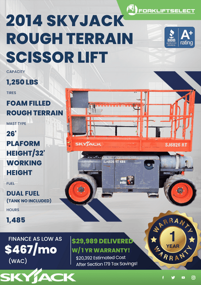2014 SKYJACK ROUGH TERRAIN SCISSOR LIFT