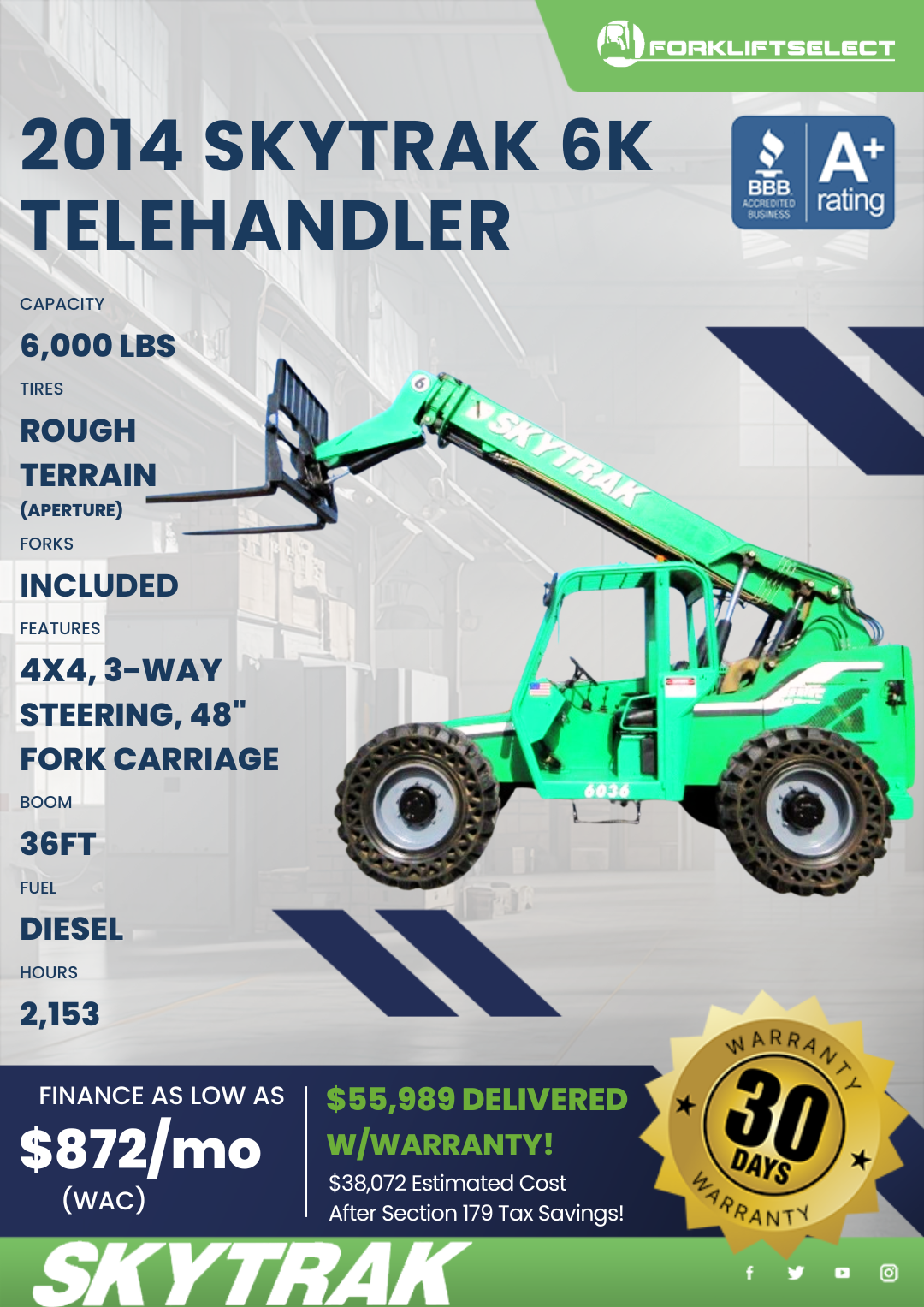 2014 SKYTRAK 6K TELEHANDLER