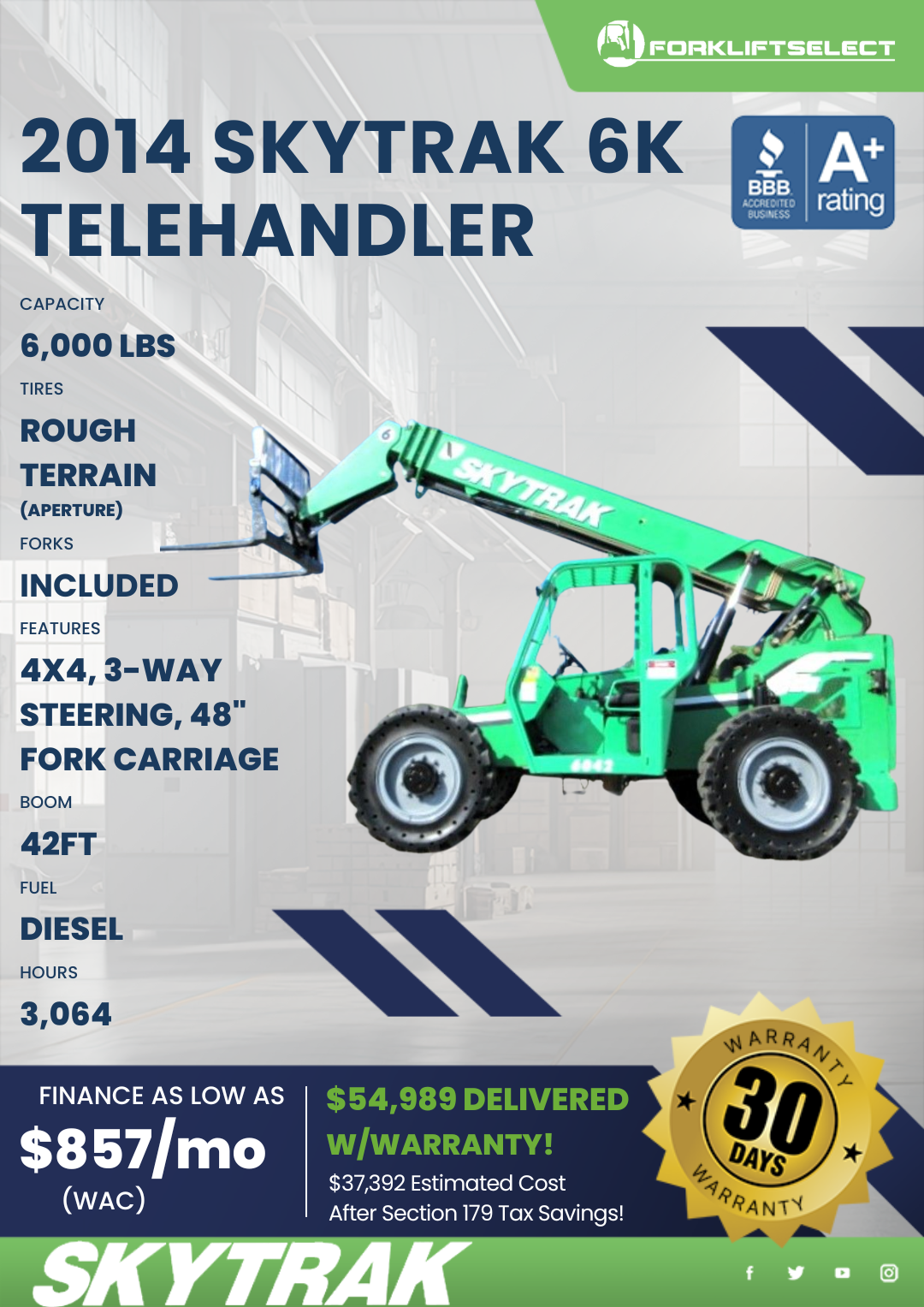 2014 SKYTRAK 6K TELEHANDLER