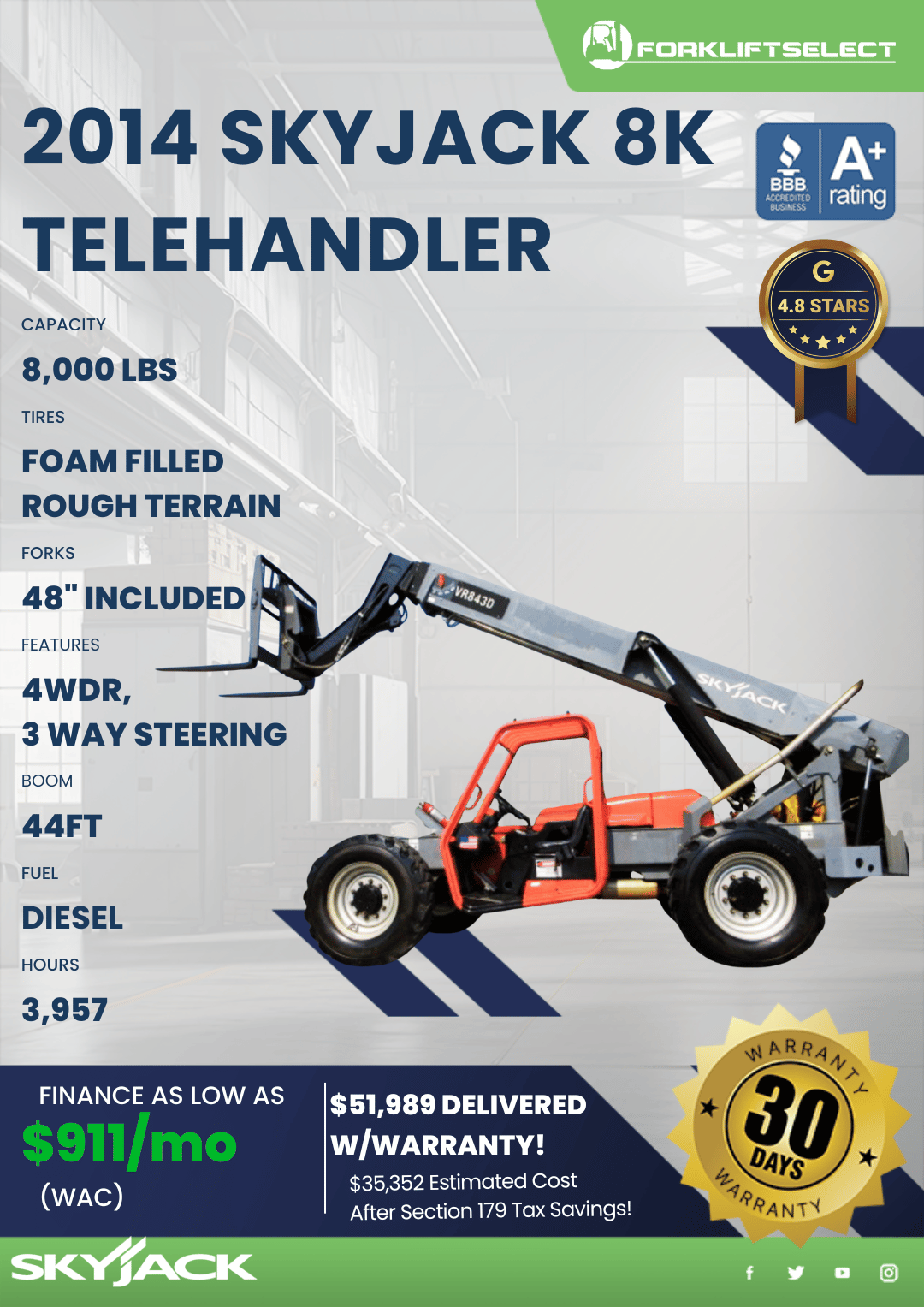 2014 SKYJACK 8K TELEHANDLER