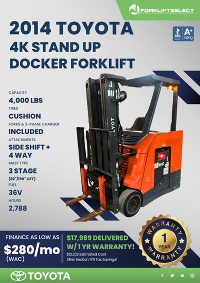 2014 TOYOTA 4K CUSHION TIRE FORKLIFT