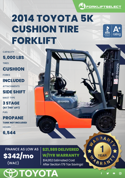 2014 TOYOTA 5K CUSHION TIRE FORKLIFT