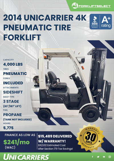 2014 UNICARRIER 4K PNEUMATIC TIRE FORKLIFT