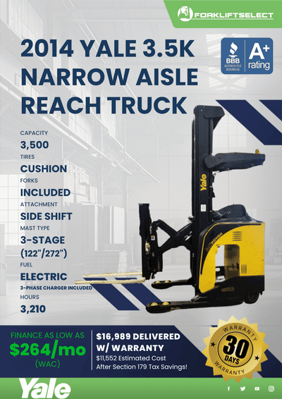 2014 YALE 3.5K NARROW AISLE REACH TRUCK