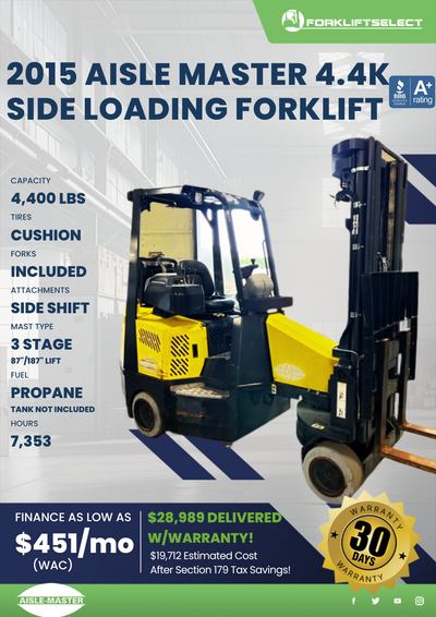 2015 AISLE MASTER 4.5K SIDE LOADING FORKLIFT