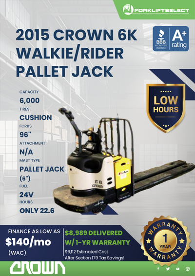 2015 CROWN 6K WALKIE/RIDER PALLET JACK