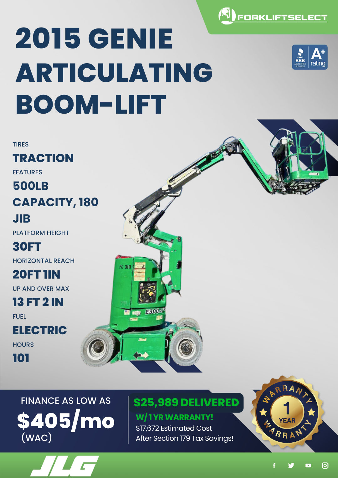 2015 GENIE ARTICULATING BOOM LIFT