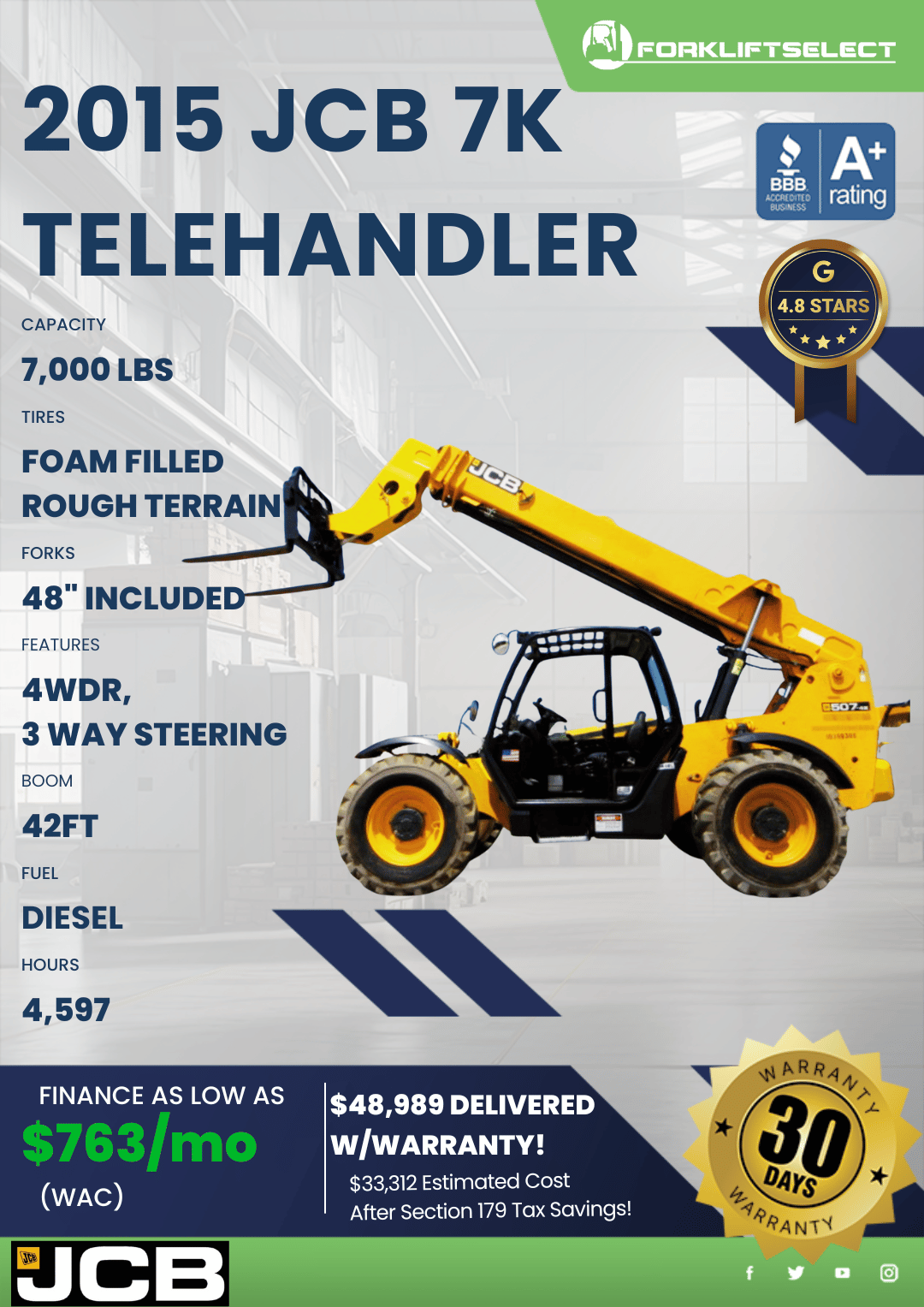 2015 JCB 7K TELEHANDLER
