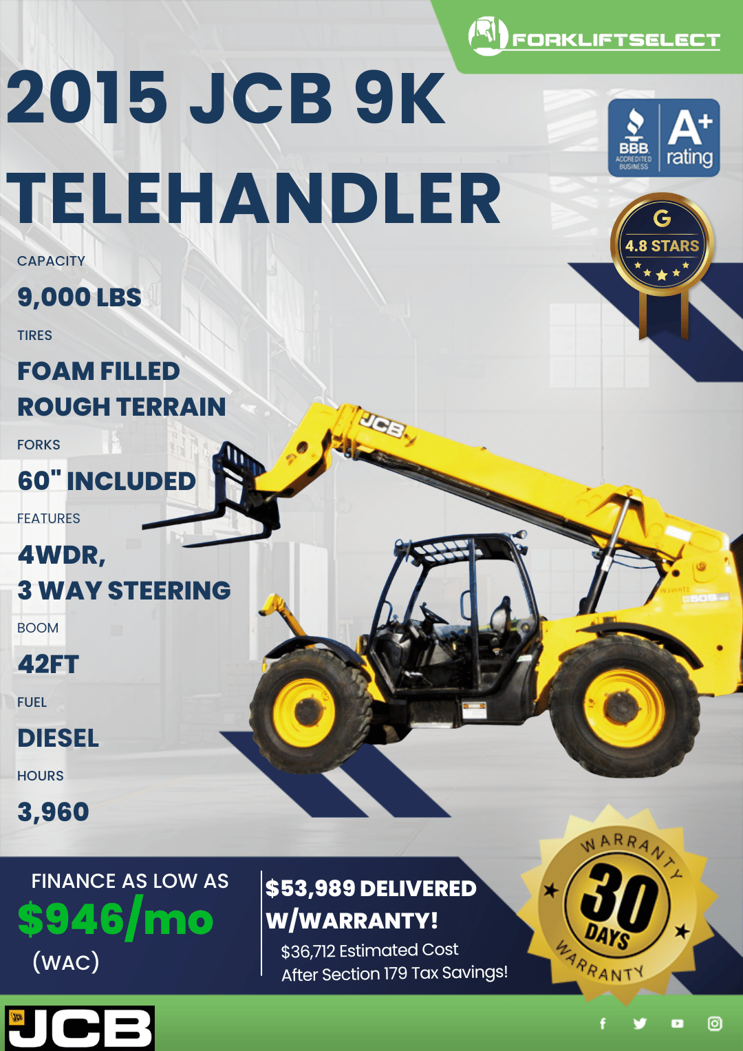 2015 JCB 9K TELEHANDLER