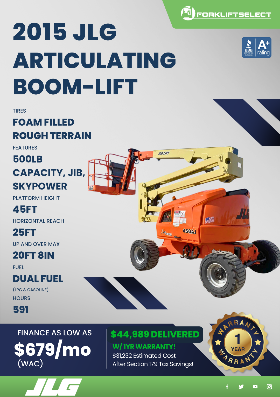 2015 JLG ARTICULATING BOOM LIFT