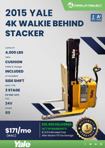 2015 YALE 4K WALK BEHIND STACKER