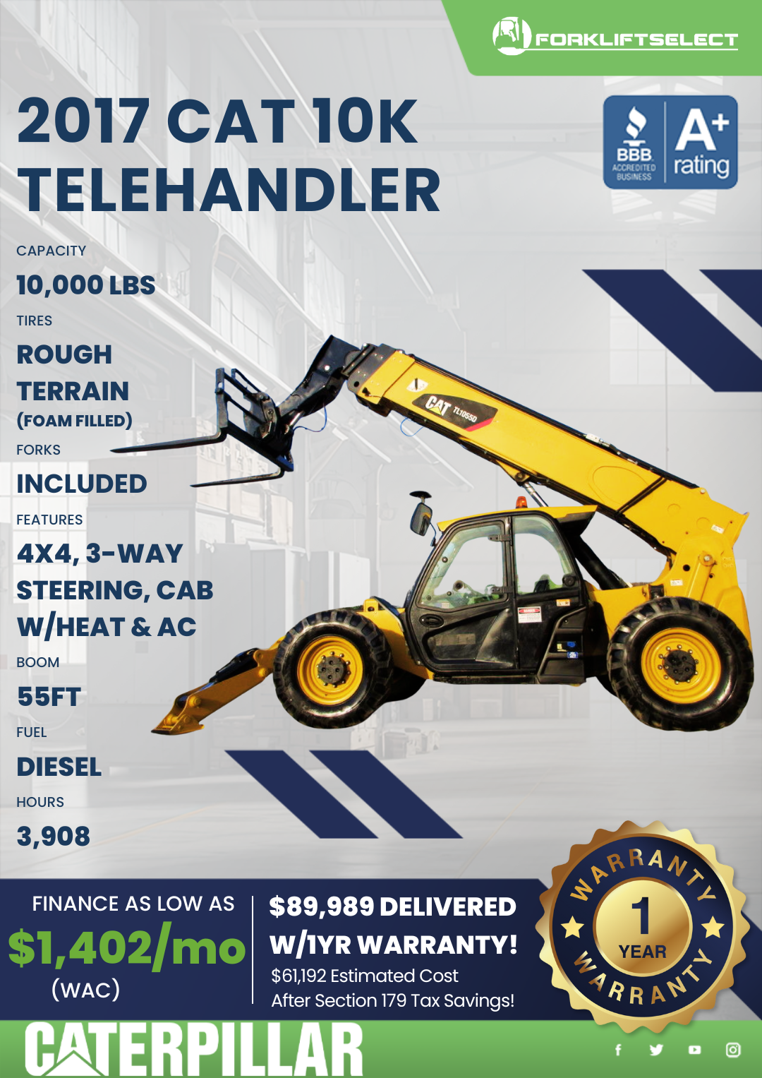 2017 CAT 10K TELEHANDLER