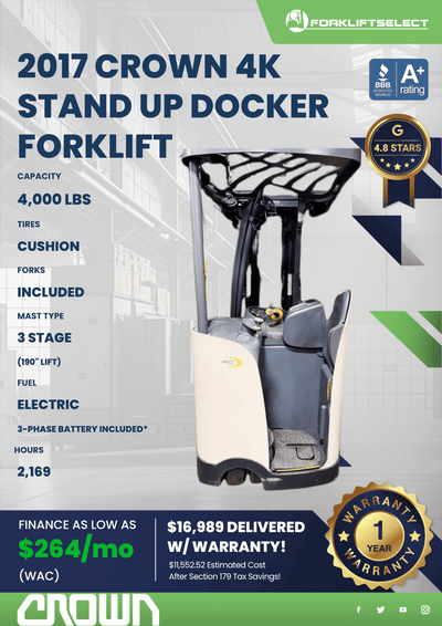2014 CROWN 4K STAND UP DOCKER FORKLIFT