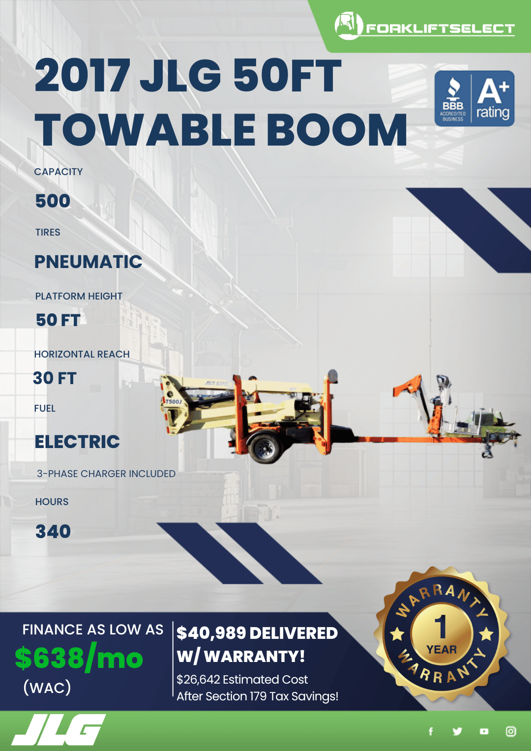 2017 JLG 50FT TOWABLE BOOM