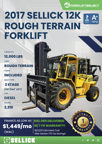 2017 SELLICK 12K ROUGH TERRAIN FORKLIFT