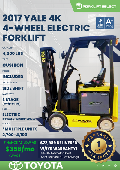 2017 YALE 4K 4- WHEEL ELECTRIC FORKLIFT