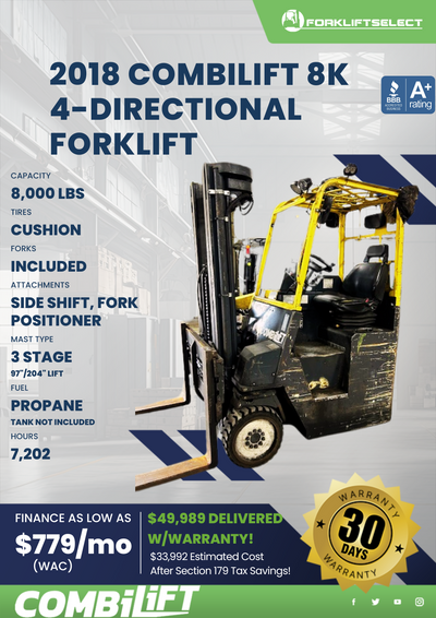 2018 COMBILIFT 8K 4-DIRECTIONAL FORKLIFT