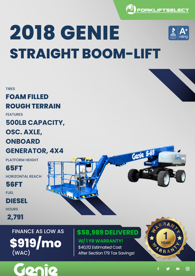 2018 GENIE STRAIGHT BOOM LIFT