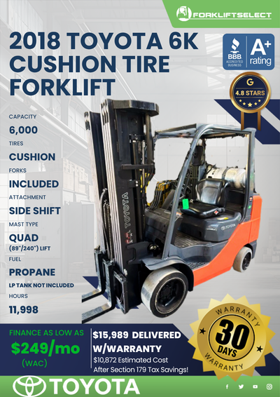 2018 TOYOTA 6K CUSHION TIRE FORKLIFT