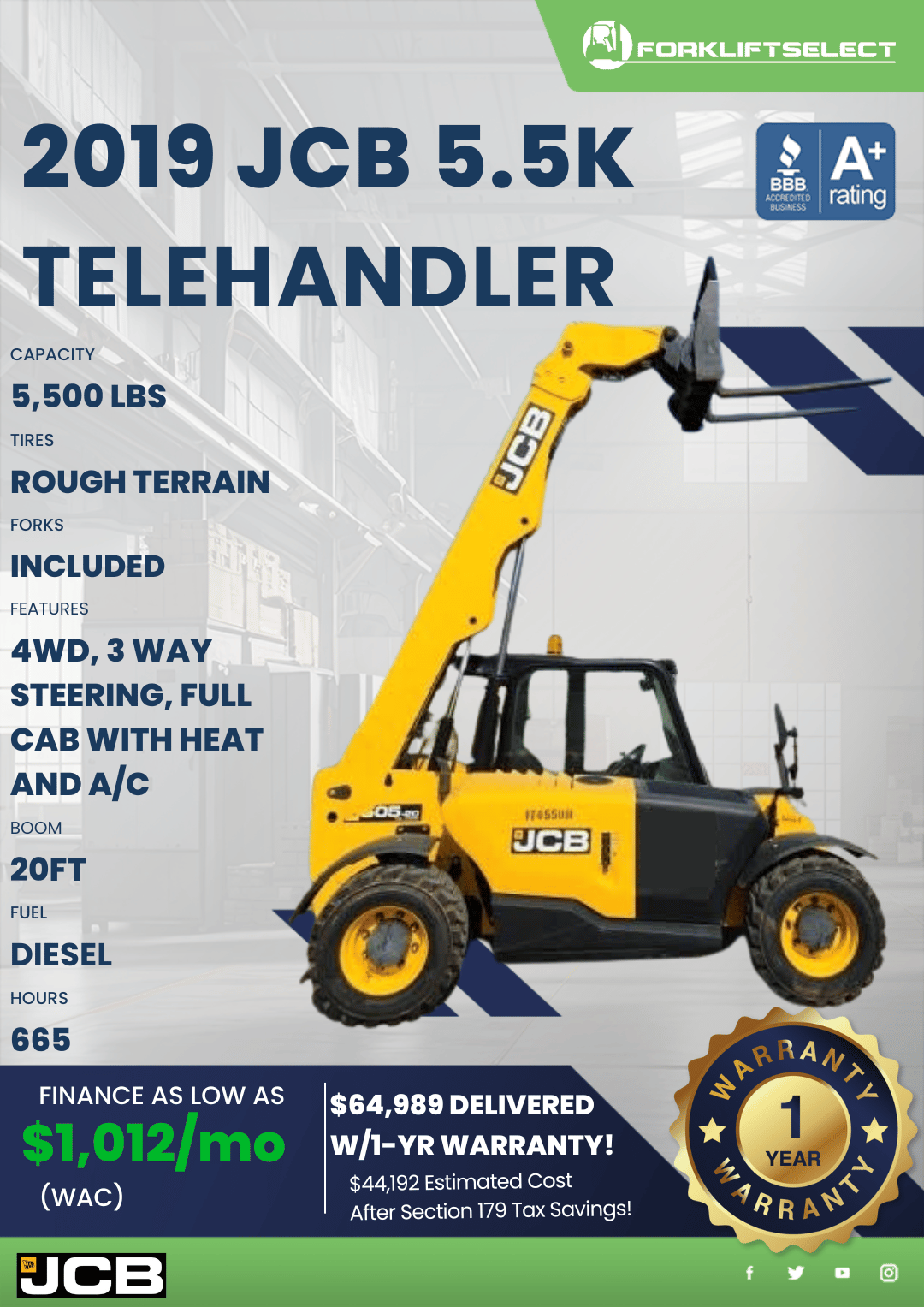 2019 JCB 5.5K TELEHANDLER